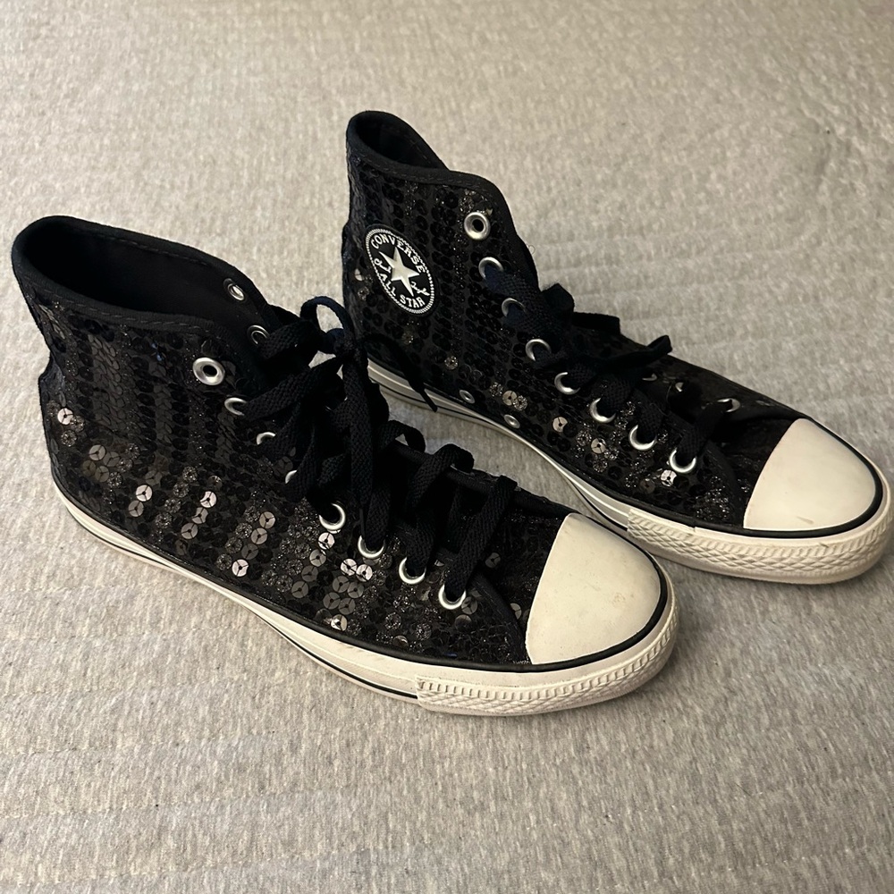 Converse Black Sequin High-Top Sneakers